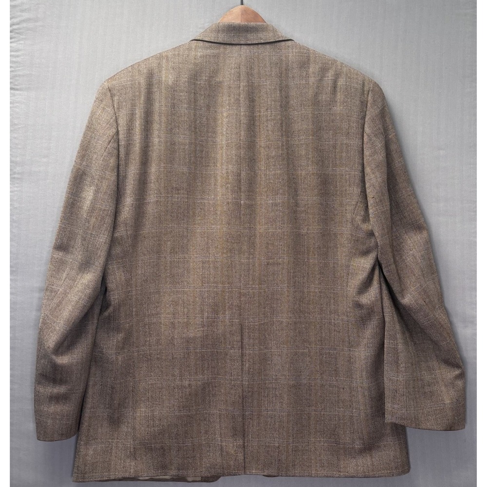 Lauren Ralph Lauren Mens 43R Tweed Blazer Coat Brown Plaid Windowpane 100% Wool - Picture 3 of 16